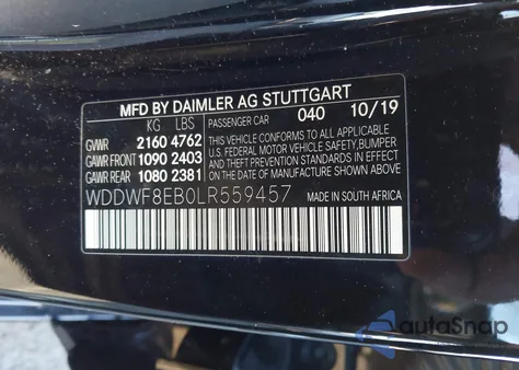 2020 Mercedes-Benz C 300 4Matic z USA, uszkodzony, nr VIN WDDWF8EB0LR559457